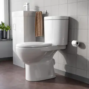 Nes Home Close Coupled Round Cloakroom Toilet with Seat and Cistern White