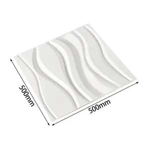 12 Pcs White 3D PVC Wavy Design Decorative Wall Panels Set 500mm x 500mm