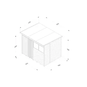 4LIFE Pent Shed 8x6 - 2 Windows - Double Door