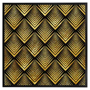 Golden geometric flower pattern (Picutre Frame) / 30x30" / Black