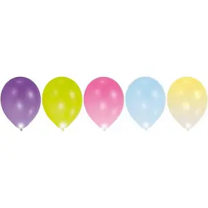 Amscan Latex Plain LED Balloons (Pack of 5) Multicoloured (One Size)