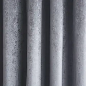 Catherine Lansfield Living Crushed Velvet Glamour Sequin 66x72 Inch Eyelet Curtains Two Panels Grey