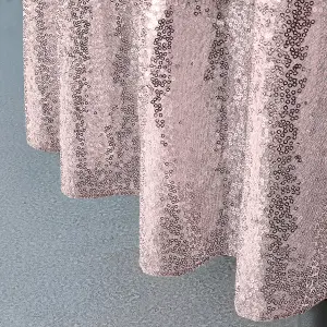 Neel Blue 90 Inch Round Sequin Tablecloth, Blush Pink