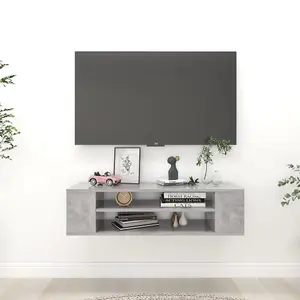 Berkfield Hanging TV Cabinet Concrete Grey 100x30x26.5 cm Engineered Wood