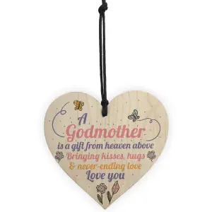 Red Ocean Godmother Asking Gifts Thank You Sign Wooden Heart Christening Godparent Godfather Friendship Gifts