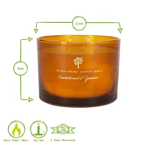 Nicola Spring - Soy Wax Scented Candle - 350g - Sandalwood & Jasmine