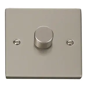 Pearl Nickel 1 Gang 2 Way LED 100W Trailing Edge Dimmer Light Switch - SE Home