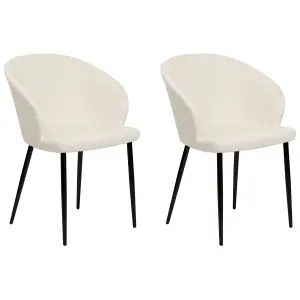 Set of 2 Dining Chairs MASON Boucle Off-White