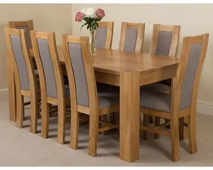 Kuba 180 x 90 cm Chunky Oak Dining Table and 8 Chairs Dining Set with Stanford Chairs