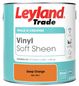 Leyland Trade Vinyl Soft Sheen Walls & Ceilings Emulsion Paint Deep Orange (RAL 2011) - 2.5L