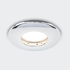 ValueLights Downlight Fire Rated IP65 Chrome Ceiling Light Fitting 6 Pack With Warm White Bulbs