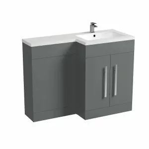 Nes Home Aric Bathroom Basin Sink Vanity Grey Unit Cabinet Furniture Right Hand  1100mm