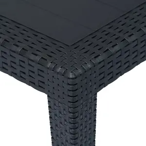 Berkfield Garden Table Anthracite 150x90x72 cm Plastic Rattan Look