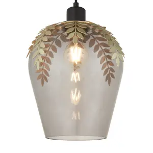 Jardin Floral gold Smoked effect LED Pendant ceiling light, (Dia)200mm