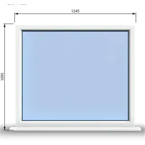 1245mm (W) x 1095mm (H) PVCu StormProof Window - 1 Non Opening Window - Toughened Safety Glass - White