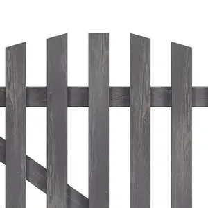 Grey Outdoor Picket Wooden Gate Freestanding Garden Fence Door W 120cm H 120cm