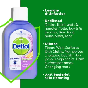 Dettol Disinfectant Liquid Lavender & Orange 500ML Pack of 12