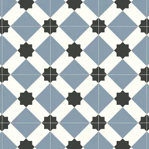 White Blue  Designer Effect Vinyl Flooring For Kitchen, Bathroom, LivingRoom, 2.8mm Vinyl Sheet-8m(26'3") X 2m(6'6")-16m²