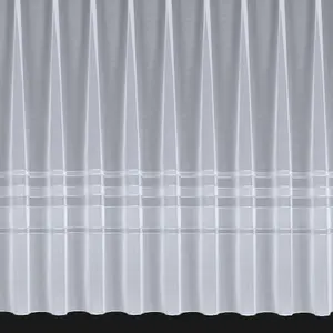 Home Curtains Lauren Net with base stripe 500w x 206d CM Cut Panel White