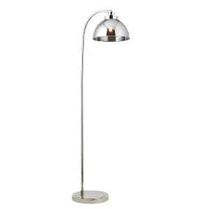 Luminosa Caspa Task Floor Lamp, Bright Nickel Plate, Mirrored Glass