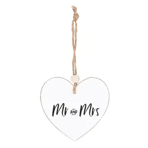 Something Different Mr and Mrs Heart Hanging Sentiment Sign White (One Size)