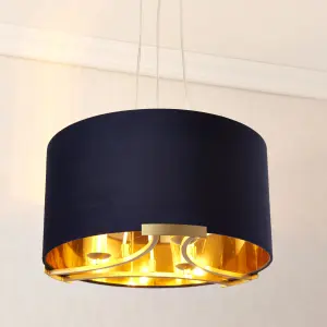 Eternal Contemporary Matt Navy Gold effect 3 Lamp Light pendant, (Dia)430mm