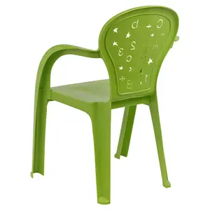 URBNLIVING 50cm Height 2 Pcs Green Coloured Stackable Plastic Chairs for Kids Party Play Set