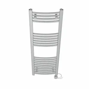 Right Radiators Prefilled Thermostatic Electric Heated Towel Rail Curved Ladder Warmer Rads - Chrome 1200x400 mm