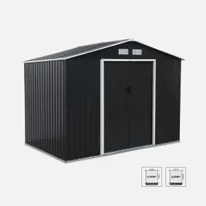 (9 X 6FT) 5.39m² Metal garden shed FERRAIN - grey and white - Tool shed with single latch door ground fixing kit supplied