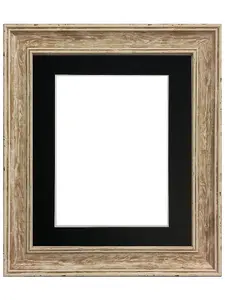 Scandi Distressed Wood Frame with Black Mount for Image Size 14 x 8 Inch