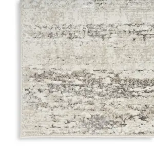 Cream Grey Abstract Modern Living Room Bedroom & Dining Room Rug-69 X 229cmcm (Runner)