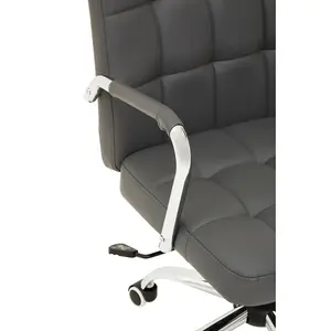 Interiors by Premier Brent Grey Leather Effect And Chrome Home Office Chair