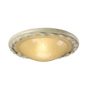 Elstead Olivia 1 Light Flush Ceiling Light Gold, Ivory, E27