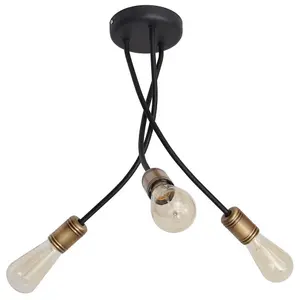 Luminosa Harvard Multi Arm Semi Flush Ceiling Light Black, Patina 36cm