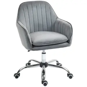 HOMCOM Office Chair, Swivel Desk Chair w/ Adjustable Height, Grey