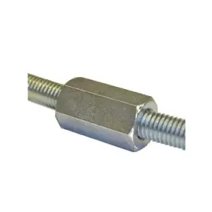 2 x Metric Hexagon 12mm Connector Long Nuts, for Connecting Screwed Rod Bars