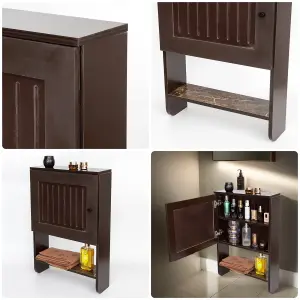 Bathroom Storage Wall Mounted Cabinet Wooden Brown Door Cupboard Shelf Organiser