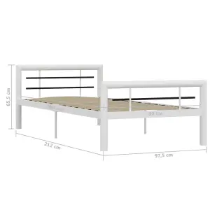 Berkfield Bed Frame White and Black Metal 100x200 cm