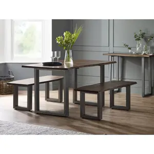 Grey Essential Live Edge Medium Dining Table 1.5M Set 2 Chairs 1 Bench