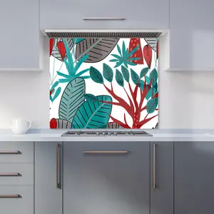 Jungle Exotic Summer Tropical Leaves Premium Glass Kitchen Splashback W700mm x H750mm