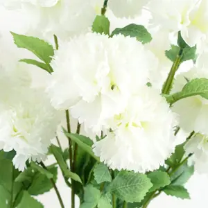 70cm White Artificial Carnation - 4 Flowers Stem