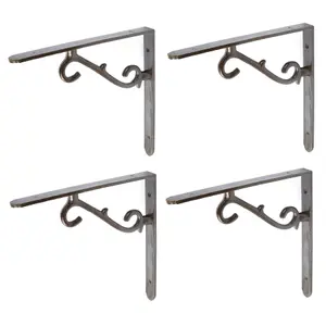 Hammer & Tongs Scroll Iron Shelf Bracket - D205mm - Raw - Pack of 4