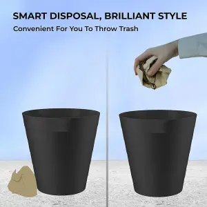 MantraRaj Black Pack of 2 Plastic Waste Paper Bin 6L Round Waste Basket Trash Can Lightweight Rubbish Bin Open-Top Design