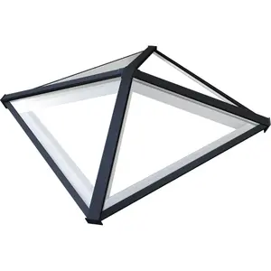 Atlas Black Square Roof lantern with Self Clean Solar Blue glass, (L)2m (W)2m (H)470mm