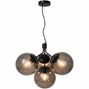 Nordlux Ivona 4-Spot Indoor Living Dining Glass Pendant Ceiling Light in Black (Diam) 20cm