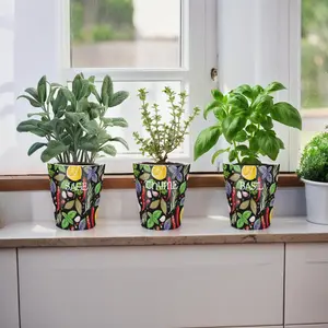 Purely Home Chilli Herbs Plant Pot - Small Ceramic Plant Pot with Drainage Hole Garden Gift