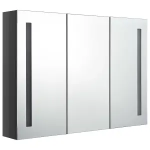 Berkfield LED Bathroom Mirror Cabinet 89x14x62 cm Shining Grey