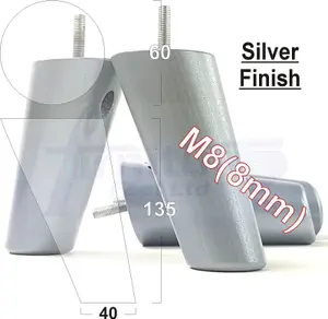 Angled Wood Furniture Feet 135mm High Silver Replacement Furniture Legs Set Of 4 Sofa Chairs Stools M8