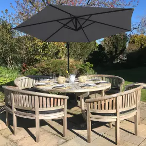 Grey 3m Cantilever Garden Parasol Hanging Umbrella