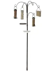 Redwood BF210 Deluxe Metal Bird Feeding Station with Hanging Feeder Trays for Nuts, Blocks and Seeds, Bath and Water Dish